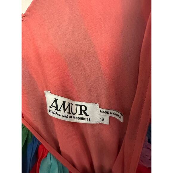 Amur Women's Multicolor Luisa Pleated Striped Midi Dress Size 12 sold out online - Picture 8 of 10